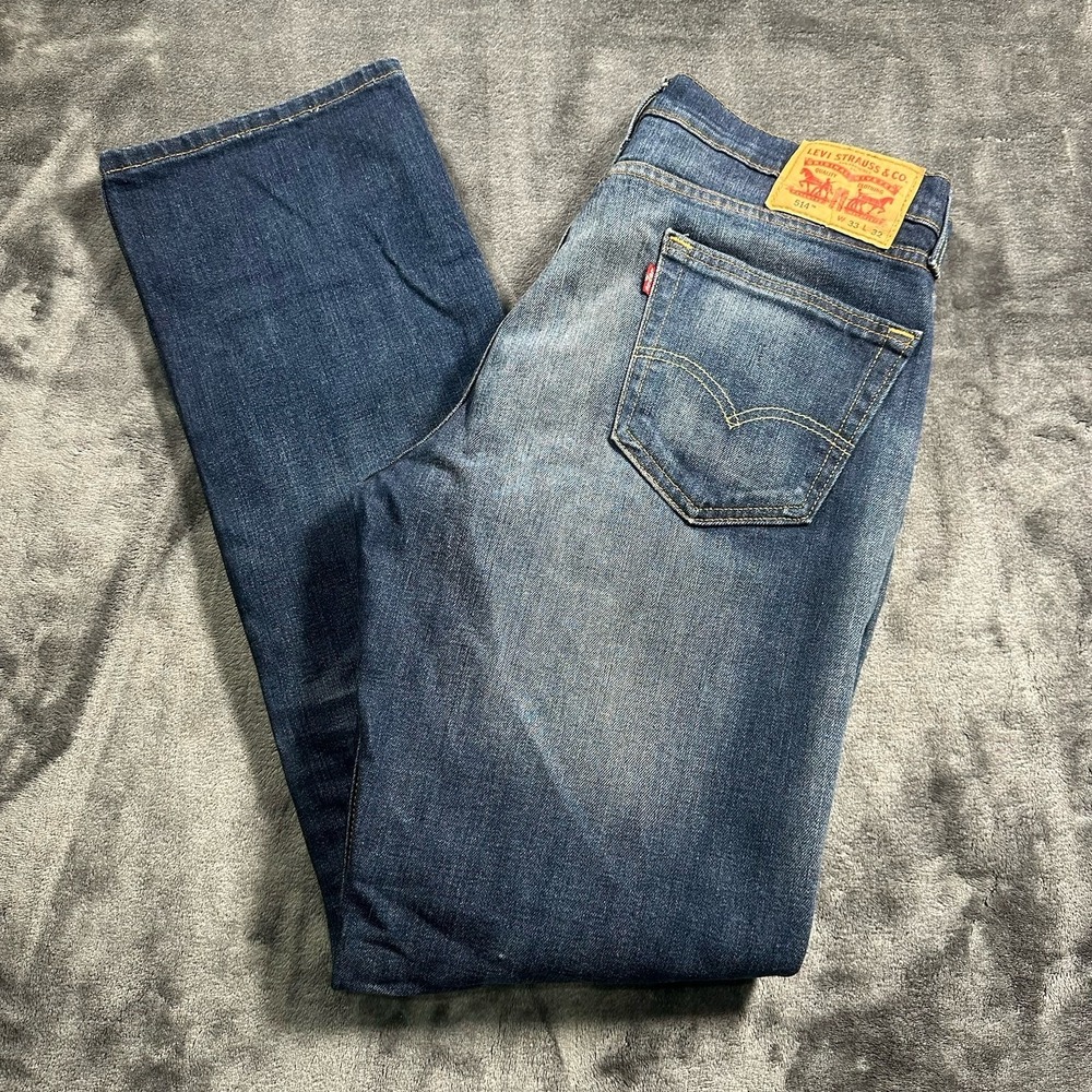 Levi's 514 Jeans Mens 33x32  Blue Straight Stretch Denim Casual Everyday Washed